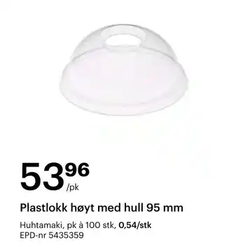 Storcash Plastlokk høyt med hull 95 mm tilbud