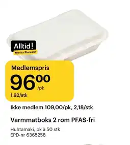Storcash Varmmatboks 2 rom PFAS-fri tilbud