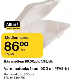 Storcash Varmmatboks 1 rom 900 ml PFAS-fri tilbud