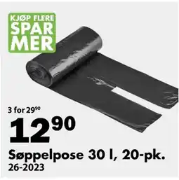 Biltema Søppelpose 30 I, 20-pk. tilbud