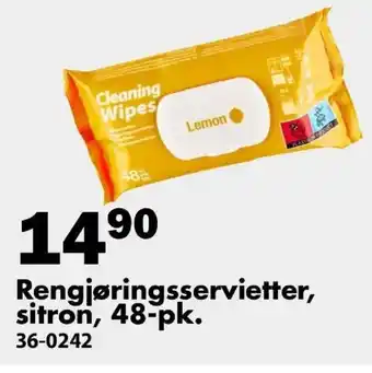 Biltema Rengjøringsservietter, sitron, 48-pk. tilbud