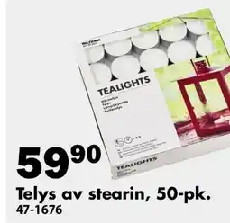 Biltema Telys av stearin, 50-pk. tilbud