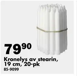 Biltema Kronelys av stearin, 19 cm, 20-pk tilbud