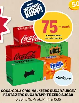 Coop Marked Coca-Cola original/zero sugar/ Urge/ Fanta zero sugar/ Sprite zero sugar tilbud