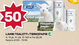 Coop Marked Lambi toalett-/tørkepapir tilbud
