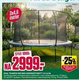 Europris OVAL TRAMPOLINE MED SIKKERHETSNETT 3 X 4,6 M tilbud