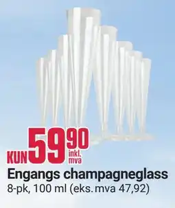 Europris Engangs champagneglass tilbud