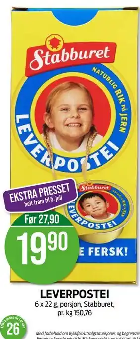 Kiwi LEVERPOSTEI tilbud