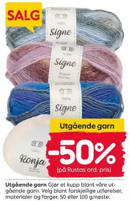 Rusta Utgående garn tilbud