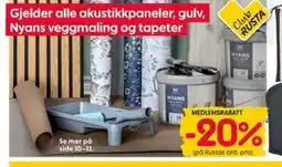 Rusta Gjelder alle akustikkpaneler, gulv, Nyans veggmaling og tapeter tilbud