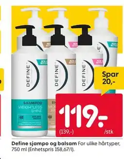 Rusta Define sjampo og balsam tilbud