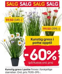 Rusta Kunstig gress i potte tilbud
