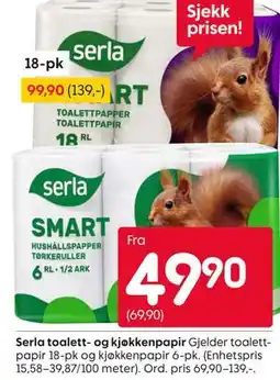Rusta Serla toalett- og kjøkkenpapir tilbud