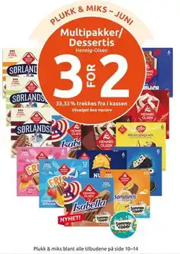 Joker Multipakker/ Dessertis Hennig-Olsen tilbud