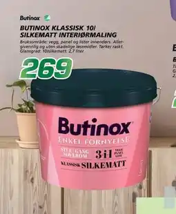 Coop Byggmix BUTINOX KLASSISK 10/ SILKEMATT INTERIØRMALING tilbud
