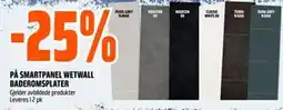 Obs Bygg 25% PÅ SMARTPANEL WETWALL BADEROMSPLATER tilbud
