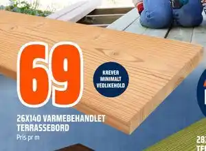 26X140 VARMEBEHANDLET TERRASSEBORD