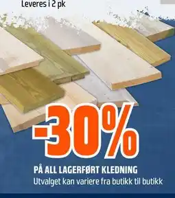 Obs Bygg 30% PÅ ALL LAGERFØRT KLEDNING tilbud