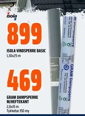 Obs Bygg ISOLA VINDSPERRE BASIC tilbud