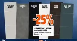 Obs Bygg 25% PÅ SMARTPANEL WETWALL BADEROMSPLATER tilbud
