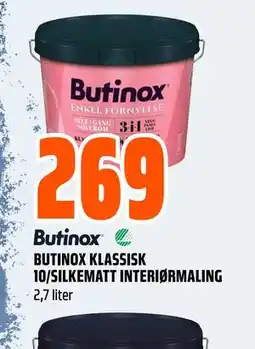 Obs Bygg BUTINOX KLASSISK 10/SILKEMATT INTERIØRMALING tilbud