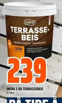 Obs Bygg INFRA 3 ÅR TERRASSEBEIS tilbud