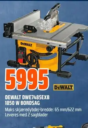 Obs Bygg DEWALT DWE7485EXB 1850 W BORDSAG tilbud