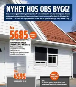 Obs Bygg KOMPLETT ZIP SCREEN (PRISEKSEMPEL INKLUDERT) tilbud