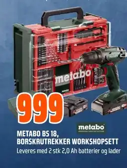 Obs Bygg METABO BS 18, BORSKRUTREKKER WORKSHOPSETT tilbud