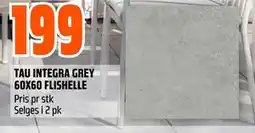 Obs Bygg TAU INTEGRA GRAY 60X60X2 CM FLISHELLE tilbud