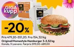 Gigaboks Original/Homestyle Hamburger 3-3,52 kg tilbud
