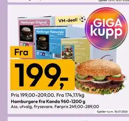 Gigaboks Hamburgere fra Kanda tilbud