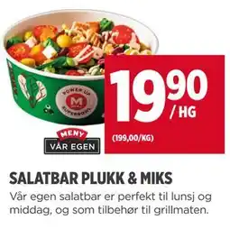 Meny SALATBAR PLUKK & MIKS tilbud