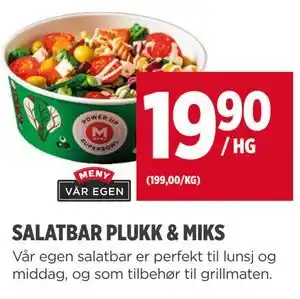 Meny SALATBAR PLUKK & MIKS tilbud