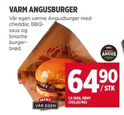 Meny VARM ANGUSBURGER tilbud