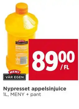 Meny Nypresset appelsinjuice tilbud