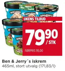 Meny Ben & Jerry´s iskrem tilbud