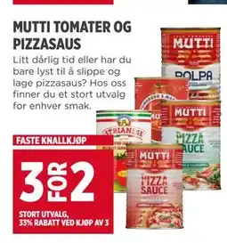 Meny MUTTI TOMATER OG PIZZASAUS tilbud