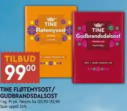 Coop Mega TINE FLØTEMYSOST/ GUDBRANDSDALSOST tilbud