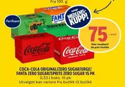 Coop Prix COCA-COLA ORIGINAL/ZERO SUGAR/URGE/ FANTA ZERO SUGAR/SPRITE ZERO SUGAR 15 PK, Medlemspris tilbud