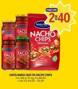 Coop Prix SANTA MARIA SAUS OG NACHO CHIPS tilbud