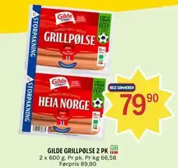 Coop Prix GILDE GRILLPØLSE 2 PK tilbud