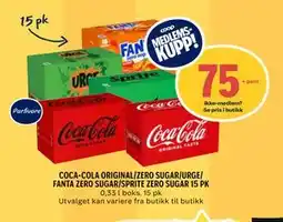 Coop Prix COCA-COLA ORIGINAL/ZERO SUGAR/URGE/ FANTA ZERO SUGAR/SPRITE ZERO SUGAR 15 PK, Medlemspris tilbud