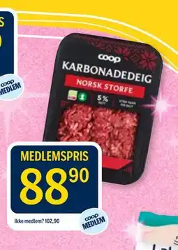Coop Prix KARBONADEDEIG NORSK STORFE tilbud