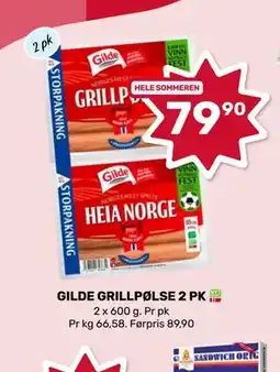 Matkroken GILDE GRILLPØLSE 2 PK tilbud