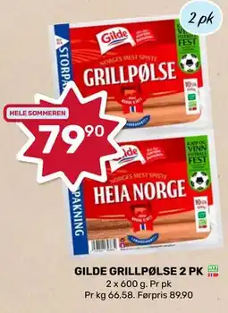 Matkroken GILDE GRILLPØLSE 2 PK tilbud