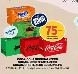 Matkroken COCA-COLA ORIGINAL/ZERO SUGAR/URGE/FANTA ZERO SUGAR/SPRITE ZERO SUGAR 15 PK, Medlemspris tilbud