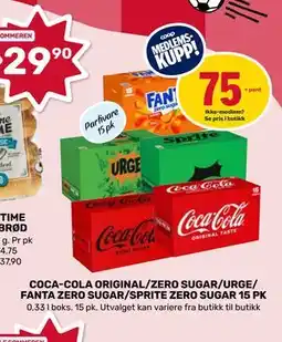 Matkroken COCA-COLA ORIGINAL/ZERO SUGAR/URGE/ FANTA ZERO SUGAR/SPRITE ZERO SUGAR 15 PK, Medlemspris tilbud