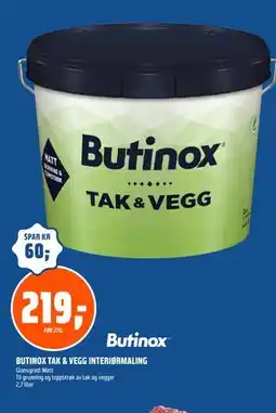 Coop Obs BUTINOX TAK & VEGG INTERIØRMALING tilbud