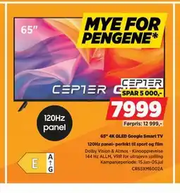 POWER CEPTER 65 4K QLED Google Smart TV tilbud